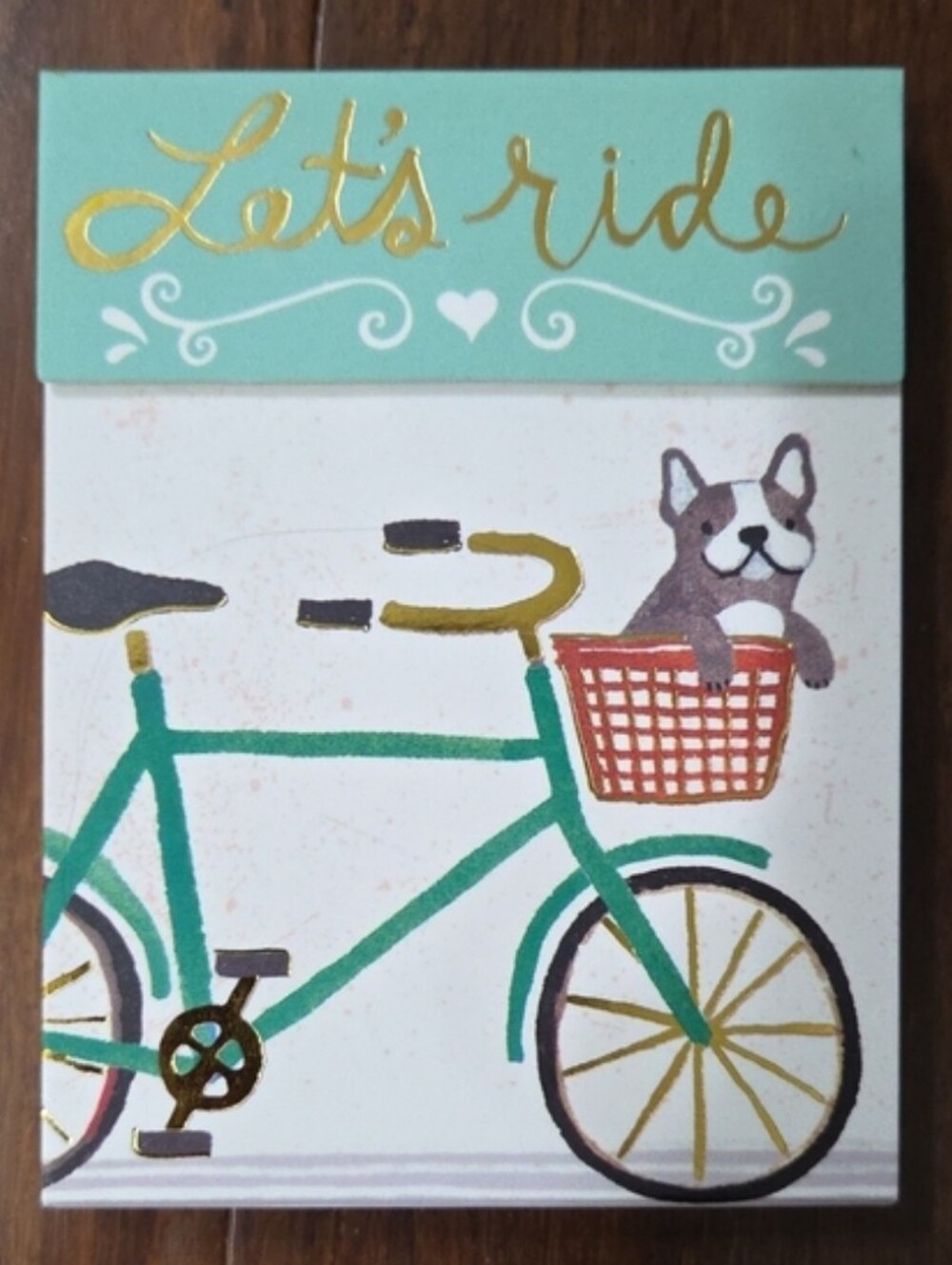 MOLLY & REX POCKET NOTEPAD BOSTON TERRIER ON A BICYCLE